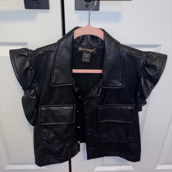 like an angel Tops - Like an Angel Black Faux Leather Jacket